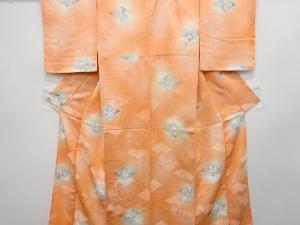 未使用品　菱に花模様　暈し　小紋着物